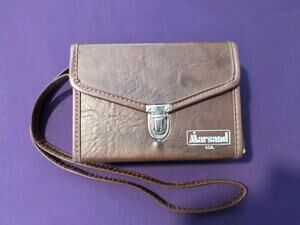 VINTAGE MARSAND CAMERA BAG BROWN W/Strap Hard Shell Black Lined Interior 7x5x3"